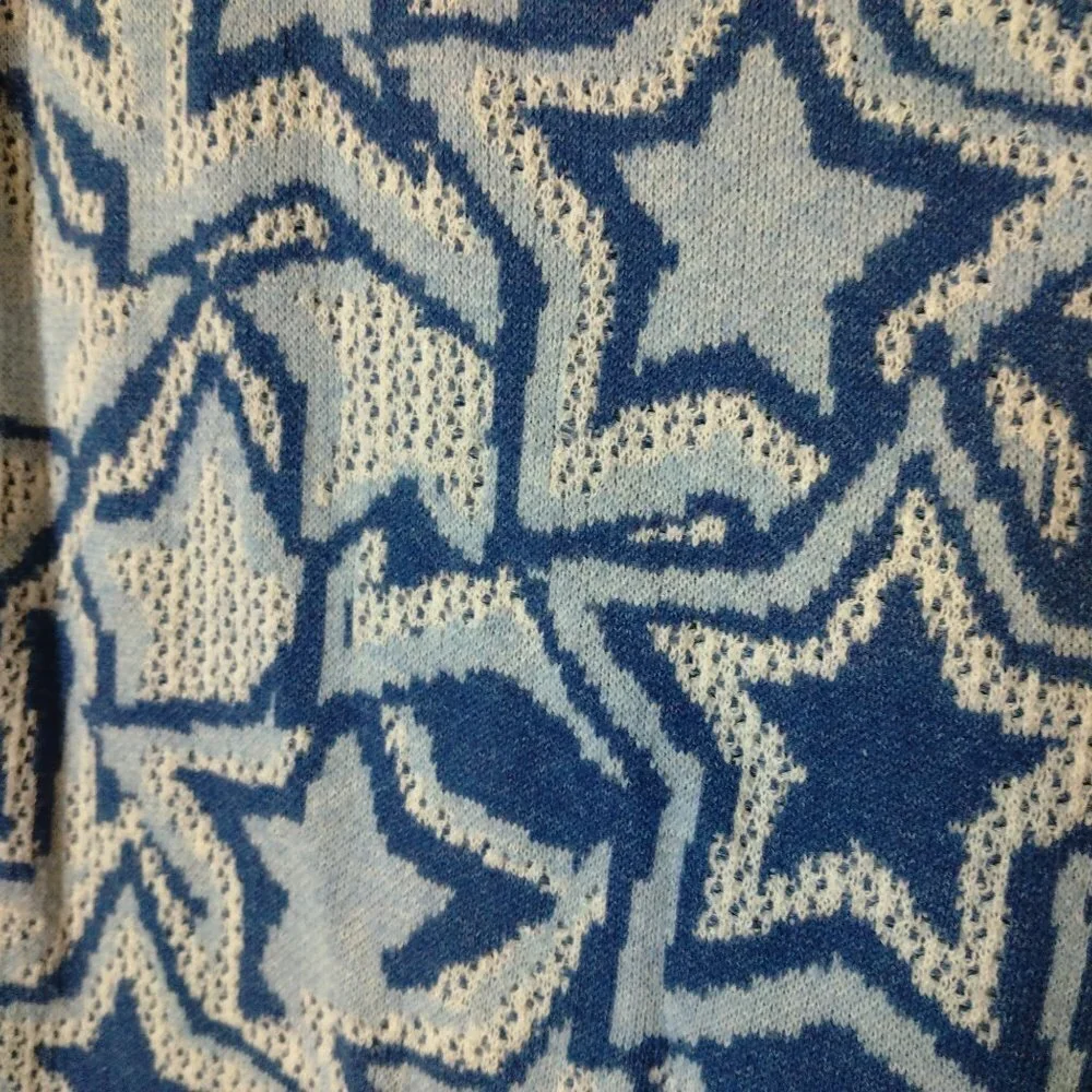 Tommy Hilfiger Size Small Open Front Cardigan Sweater Stars Blue/White